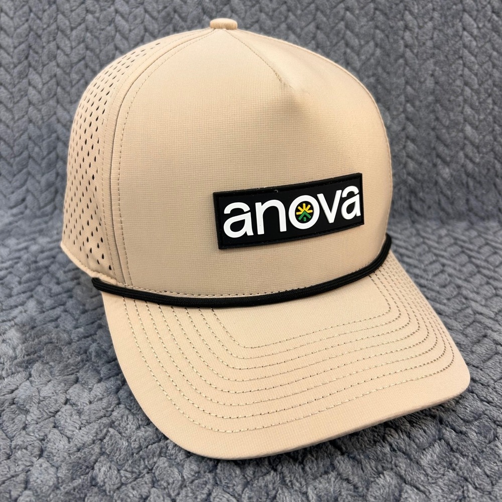 Anova Logo Patch Mens Tan Anova Solar Simplified Perforated Snapback Hat OSFM